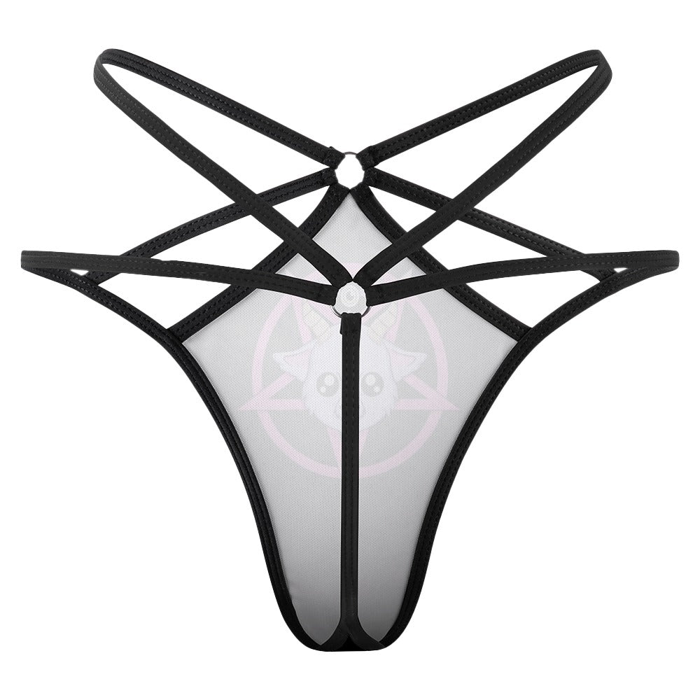 Crescent Moon Thong - Gothic Ladies Knickers - Twisted Apparel