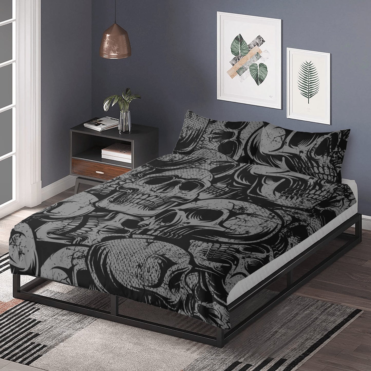 Silver Skull 3 Pcs Beddings side view