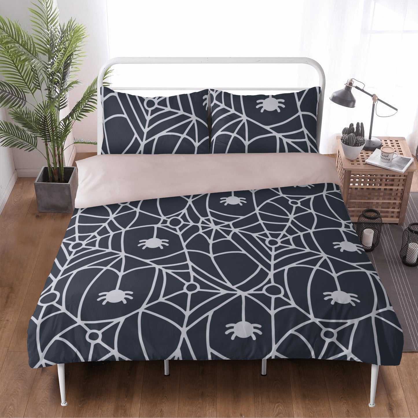 Dangling Spider And Spider Webs 3 Pcs Beddings