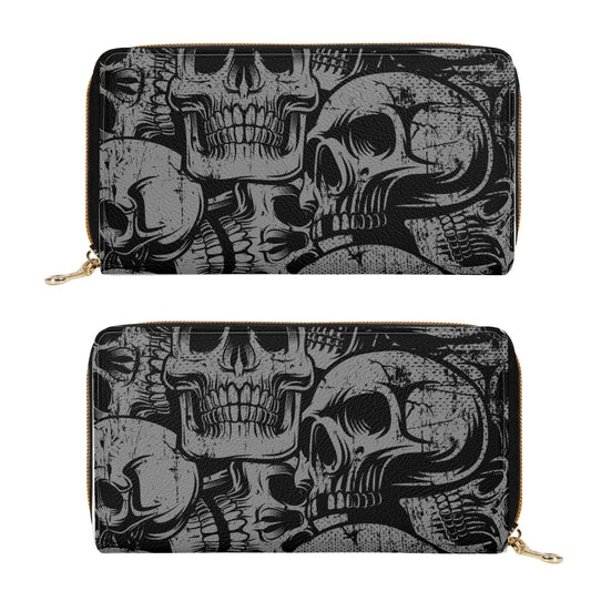 Silver Skulls Zipper Purse