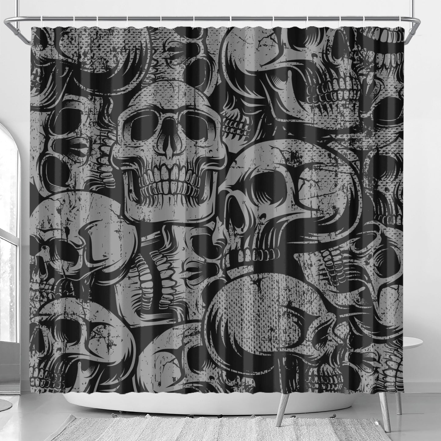 Silver Skulls Shower Curtain