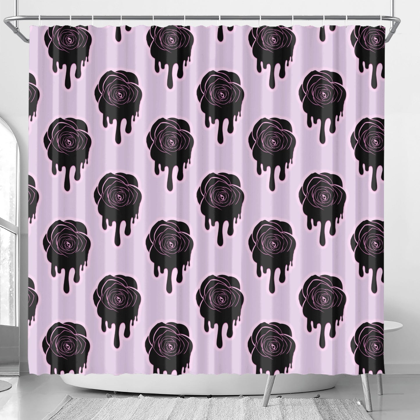 Black Dripping Rose Shower Curtain