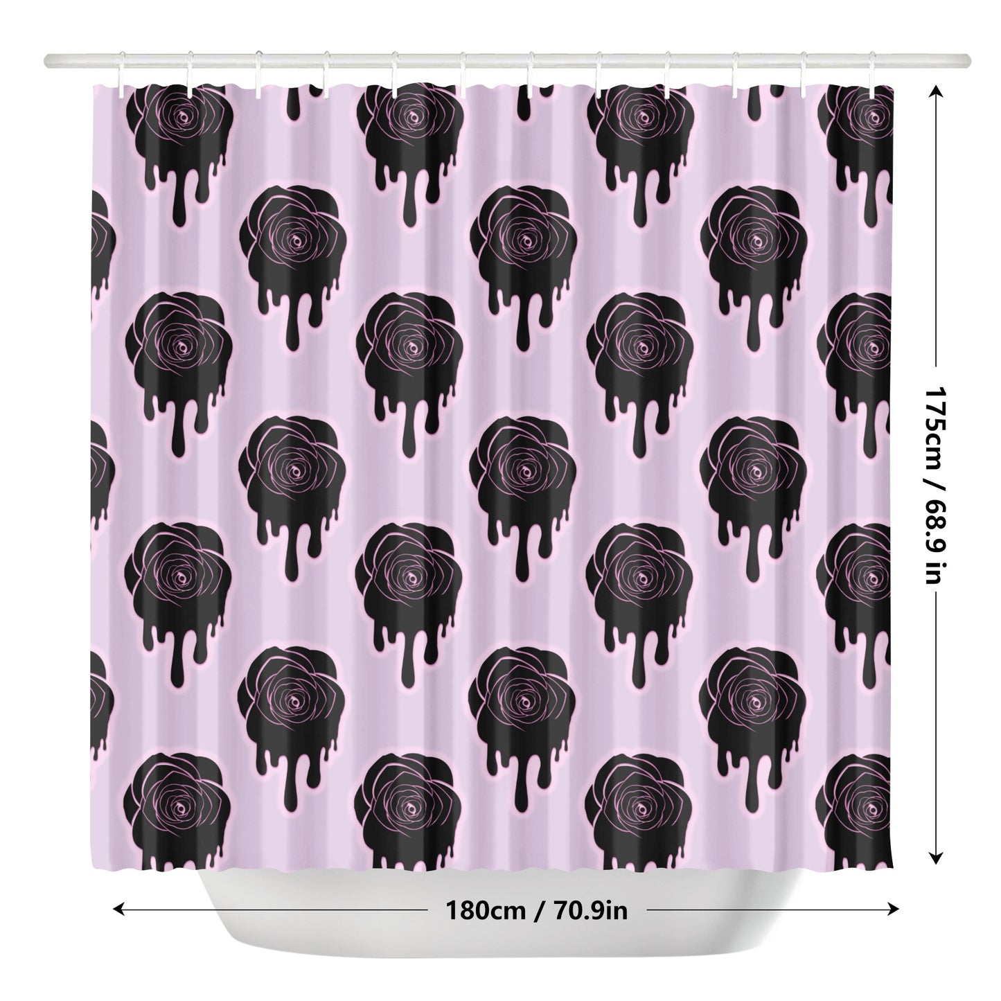 Black Dripping Rose Shower Curtain