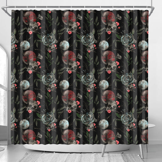 Skulls And Floral Shower Curtain