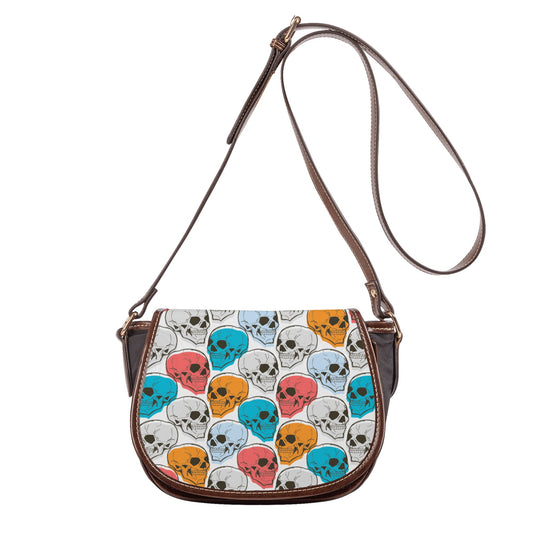 Colored Skull Heads Saddle Bag