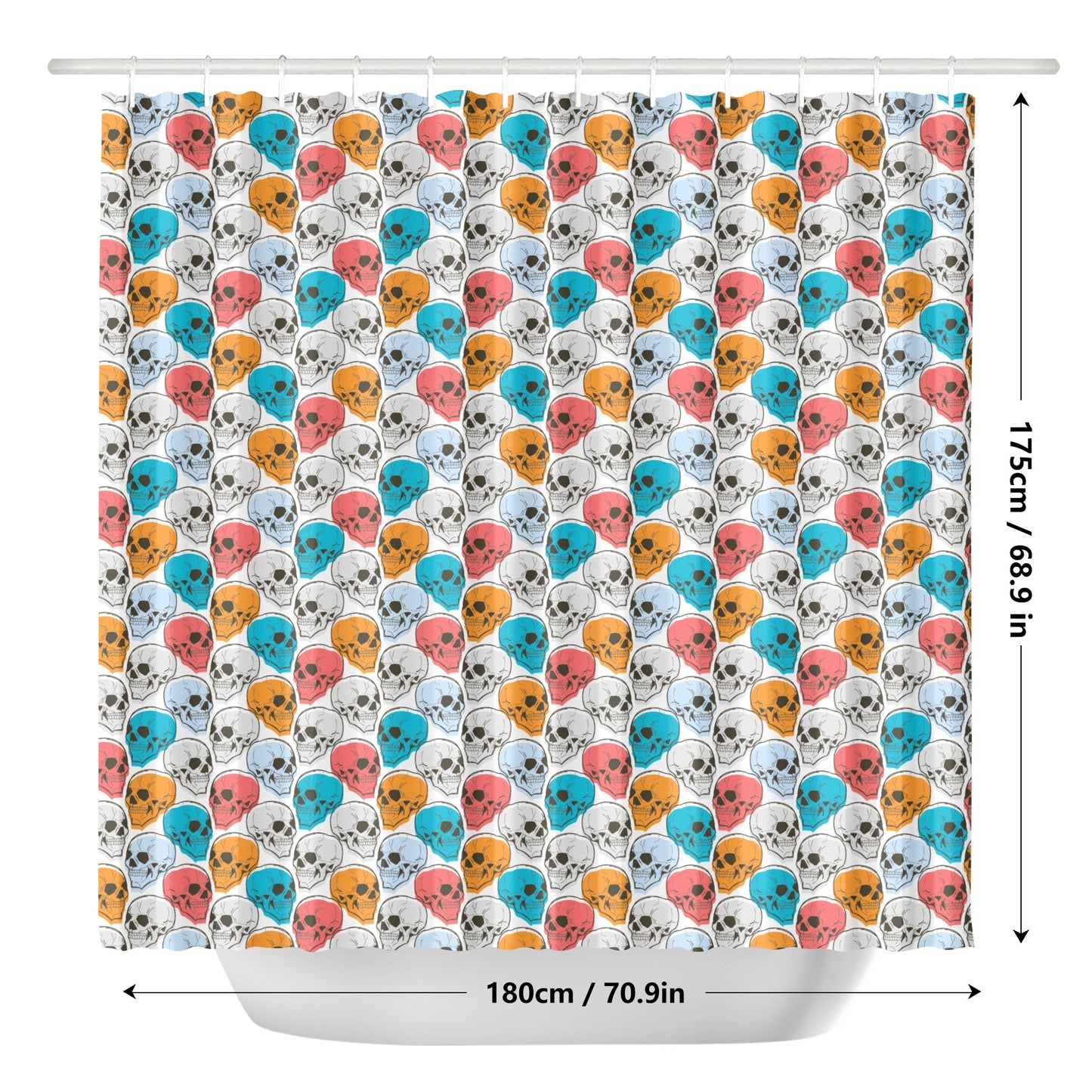 Colored Skull Heads Shower Curtain