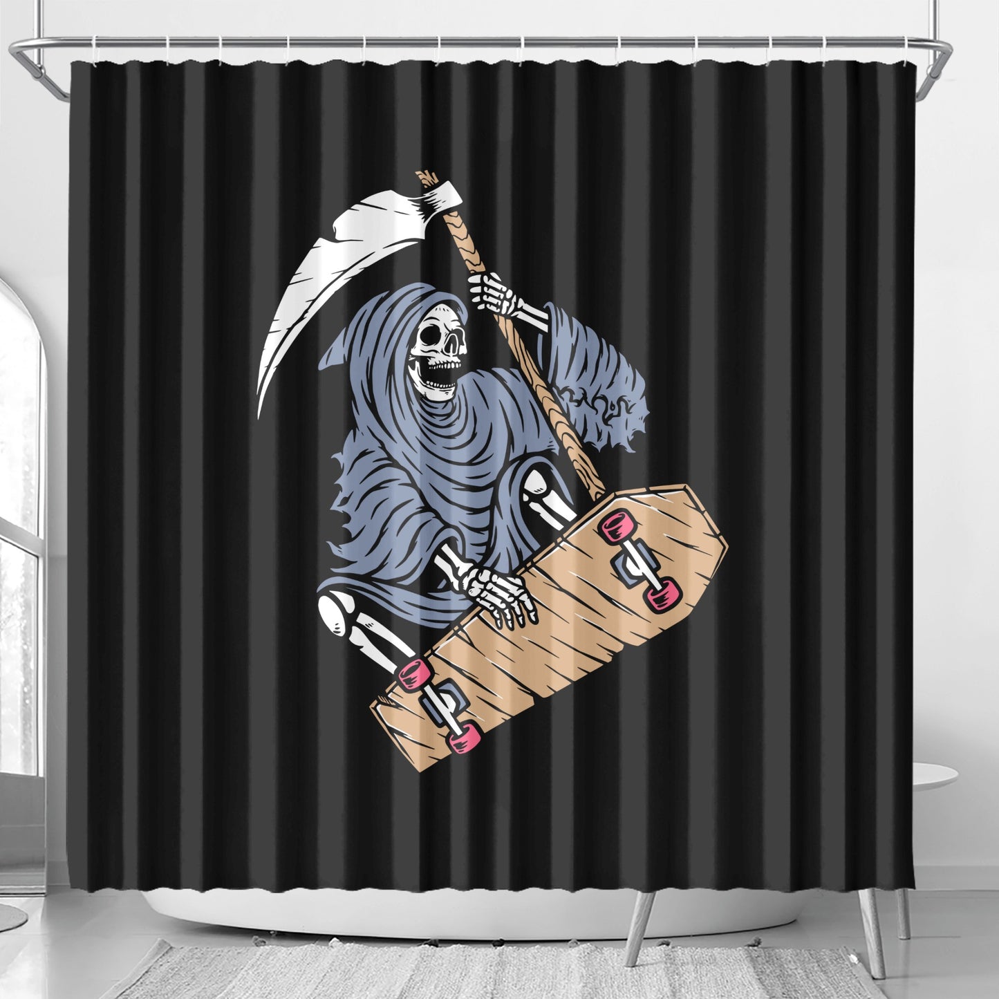 Skateboarding Grim Reaper Shower Curtain