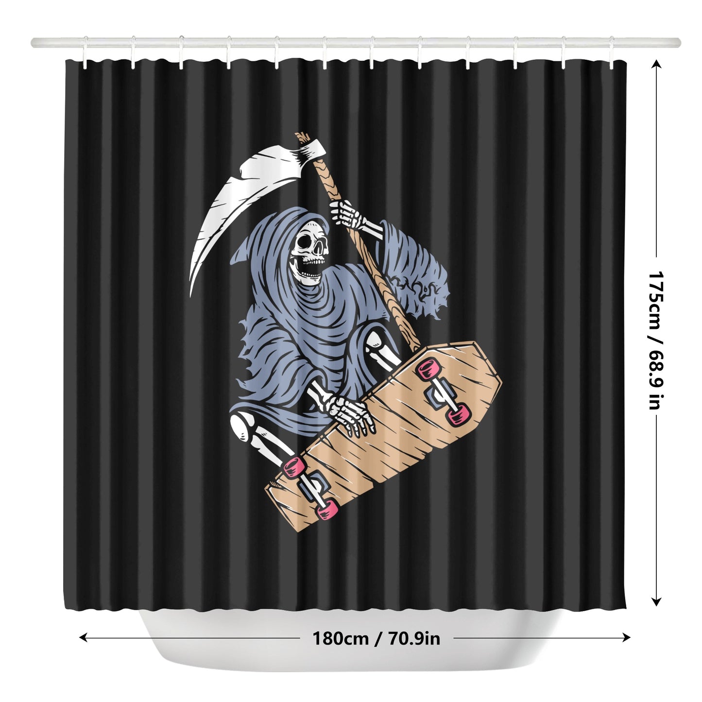 Skateboarding Grim Reaper Shower Curtain