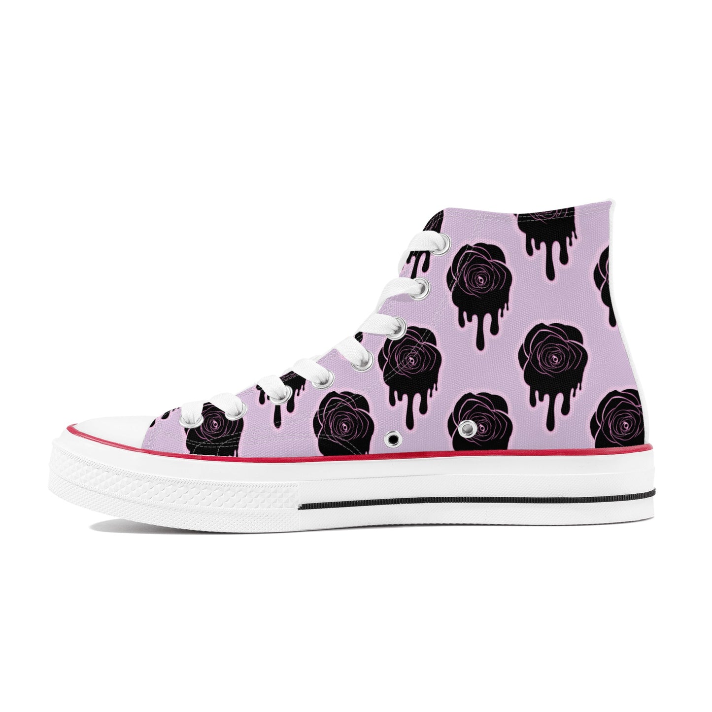 Dripping Black Roses Classic High Top Canvas Shoes