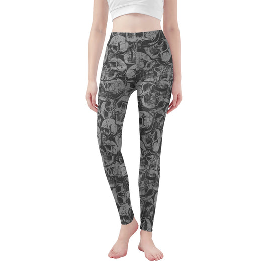 Silver Skull Heads Leggings