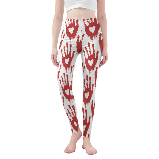 Heart Bloody Hand Prints Leggings