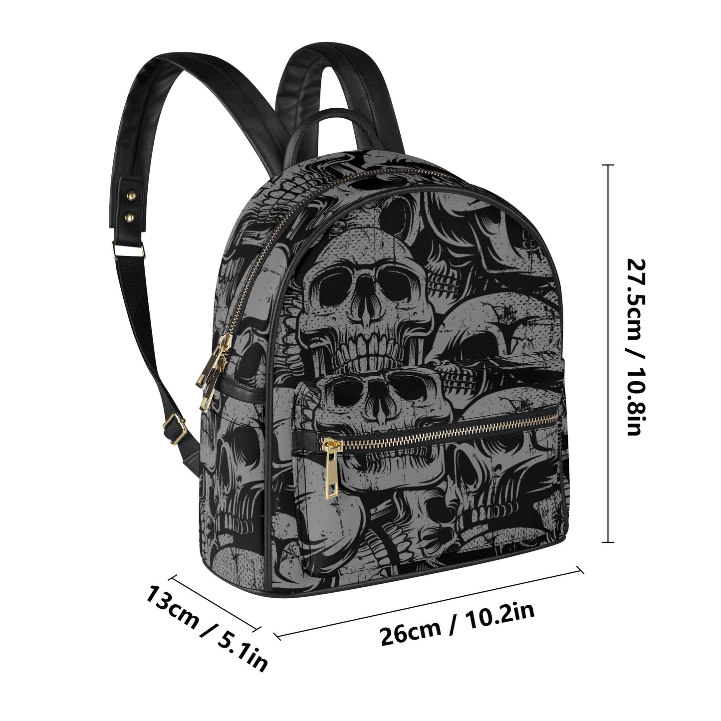 Silver Skull Heads Casual Backpack