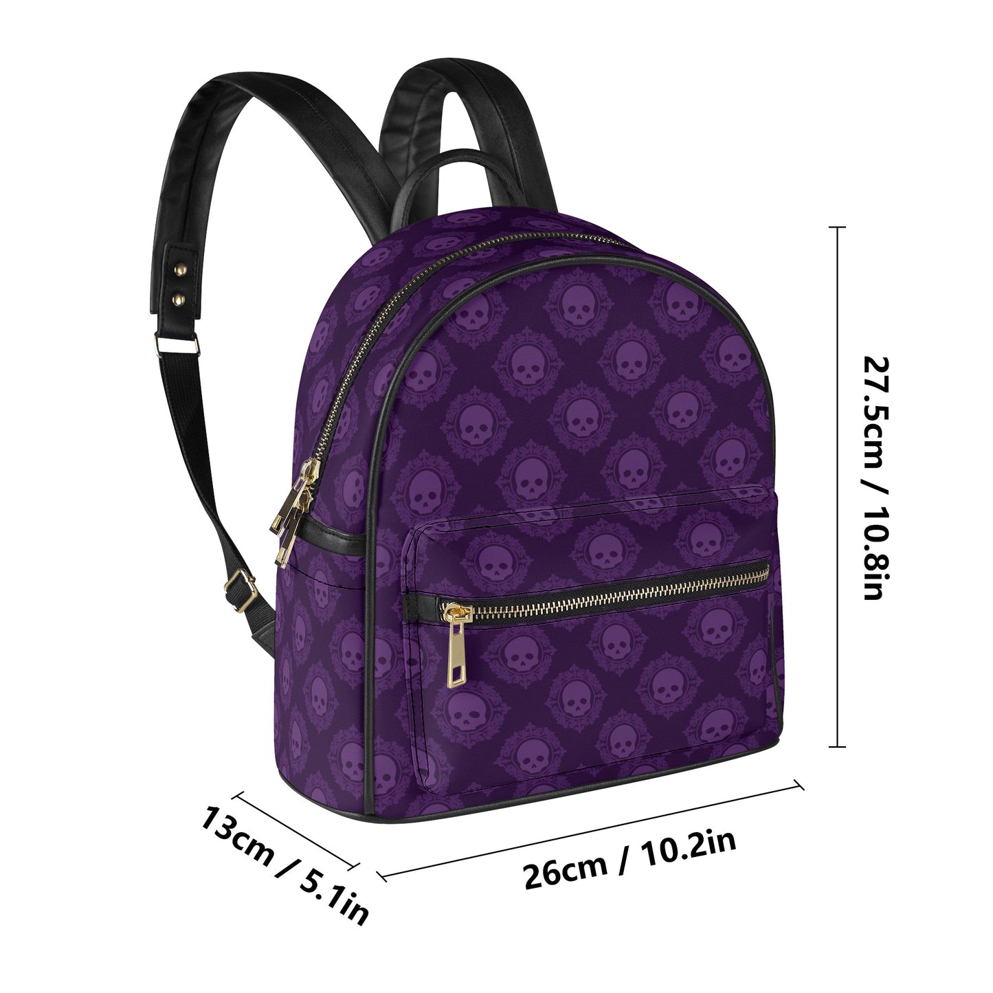 Classic Gothic Purple Skulls Casual Backpack