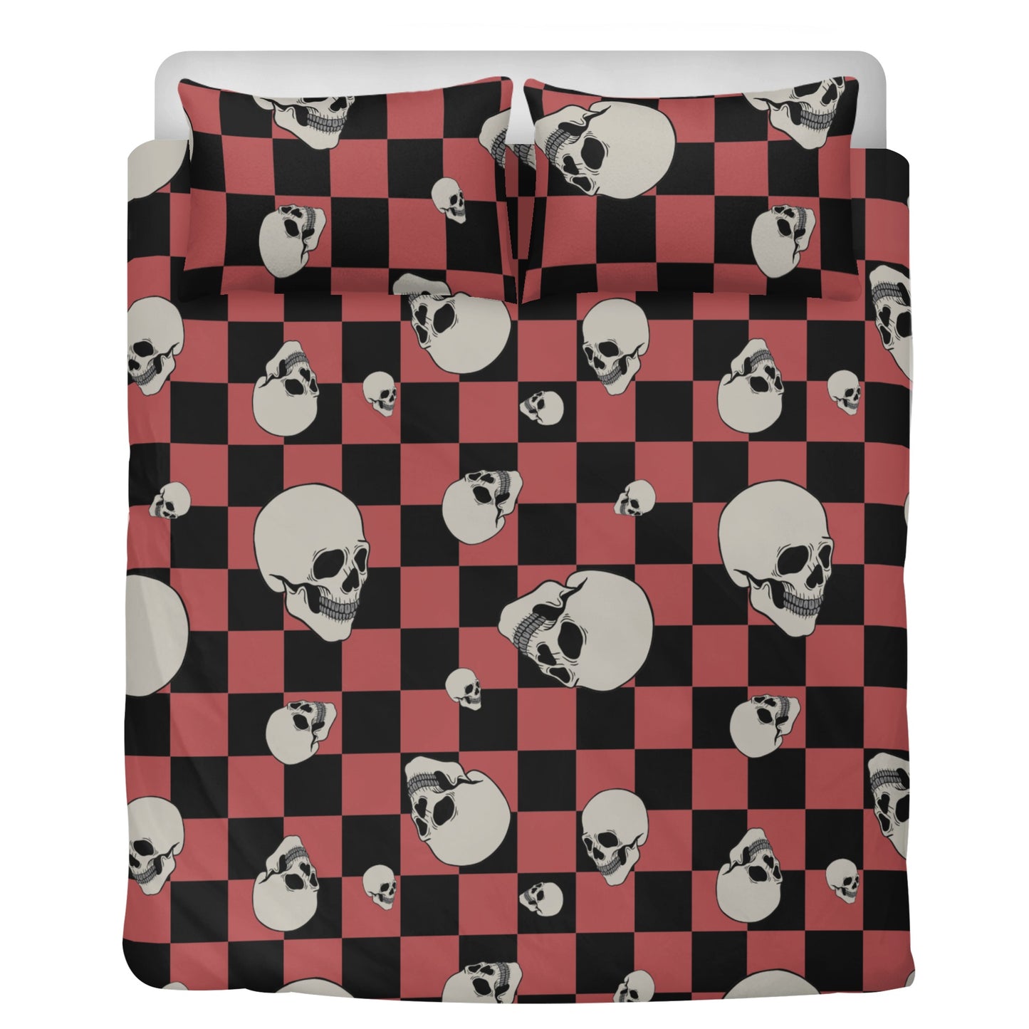 Checkers And Skull Head 3 Pcs Beddings