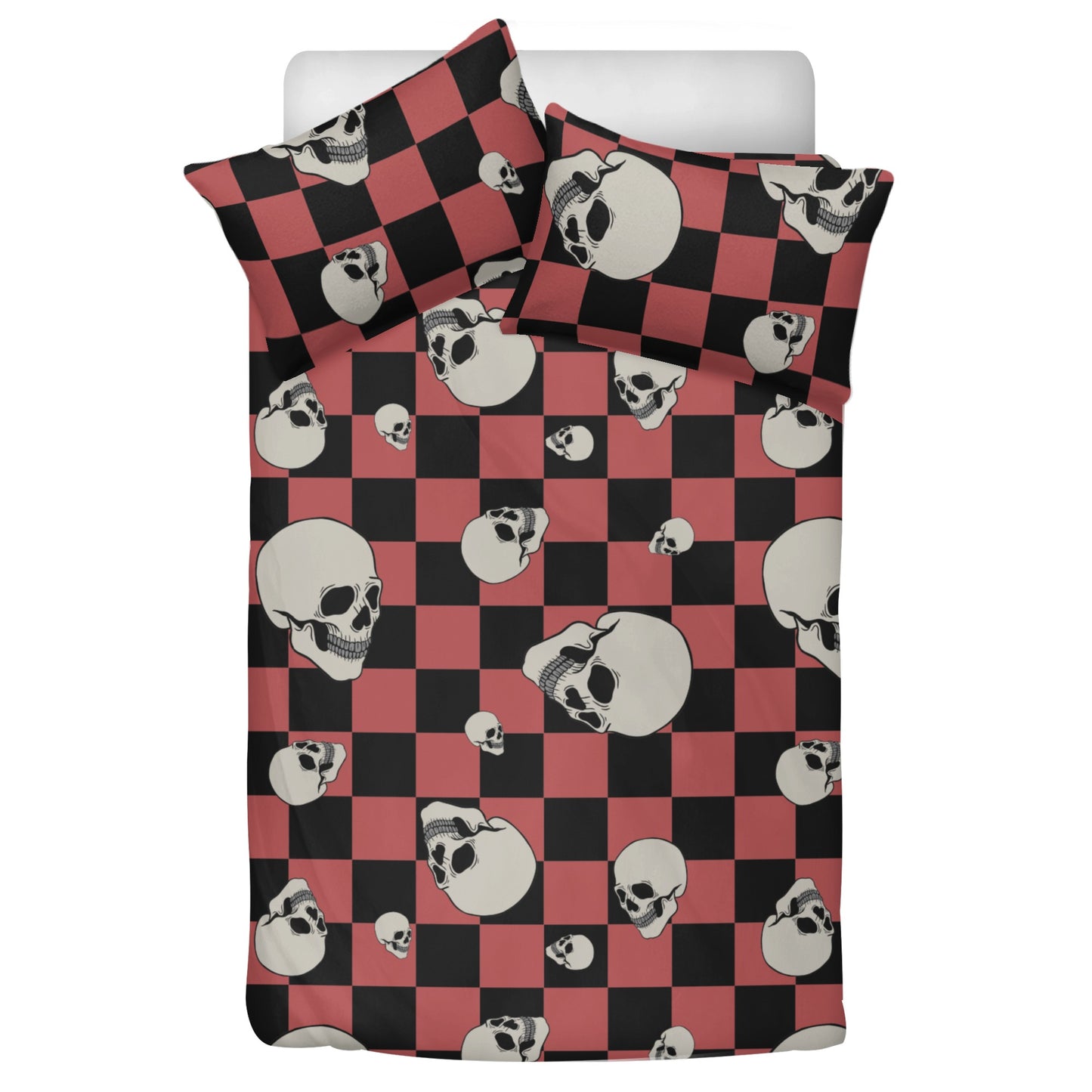 Checkers And Skull Head 3 Pcs Beddings