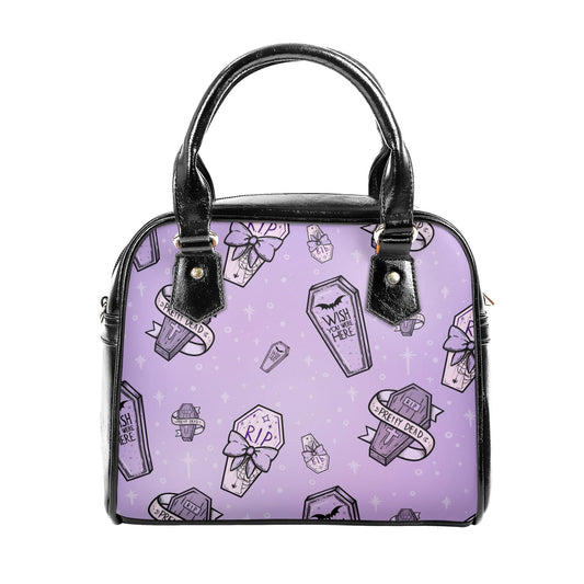 Purple Coffins Shoulder Handbag