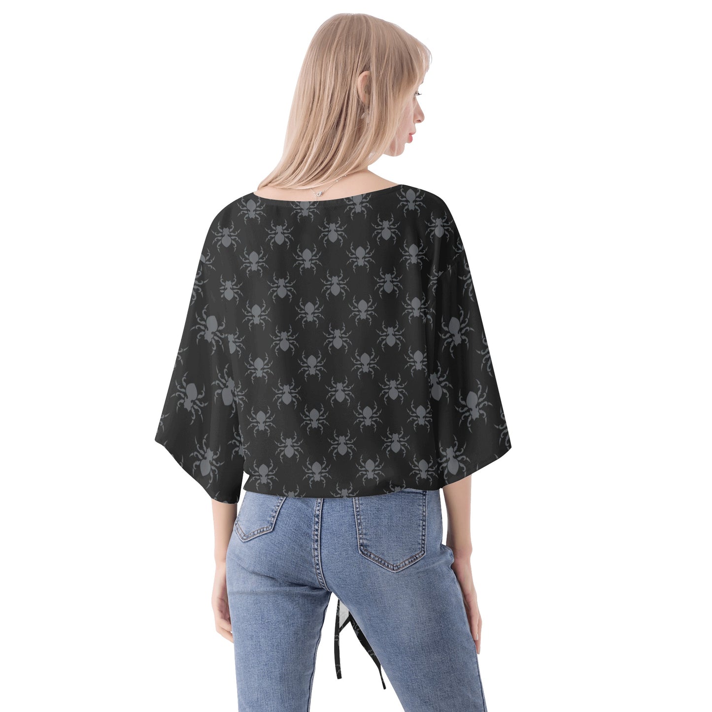 Gothic Spiders V-neck Streamers Blouse