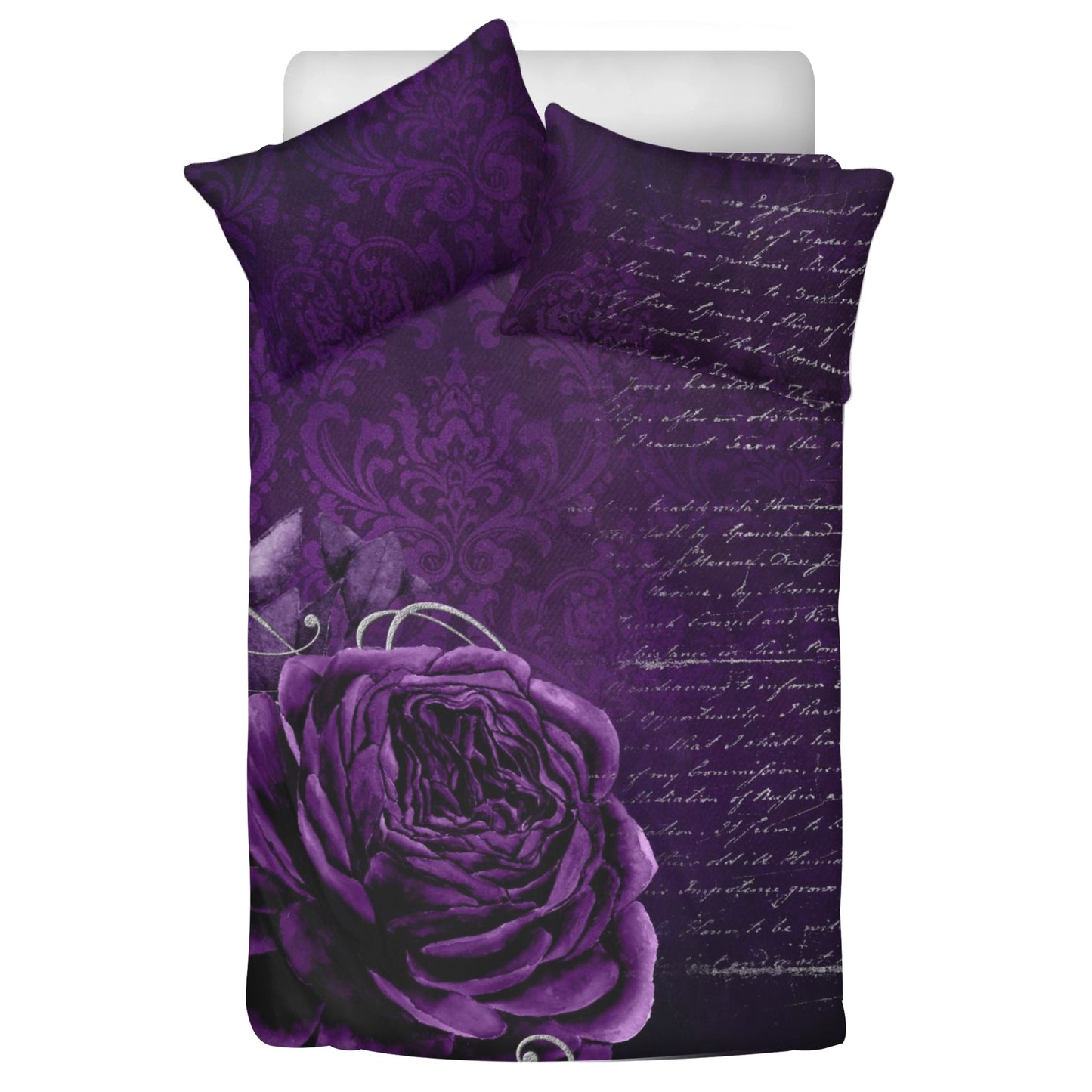 Vintage Gothic Purple Rose 3 Pcs Beddings