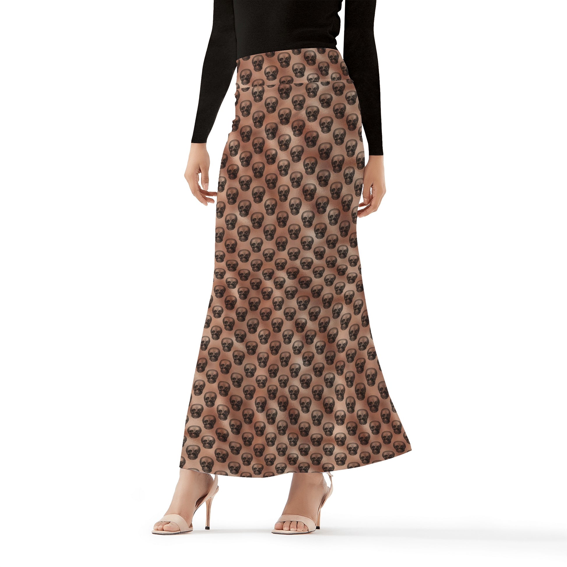 Rose Gold Skulls Full Length Skirt