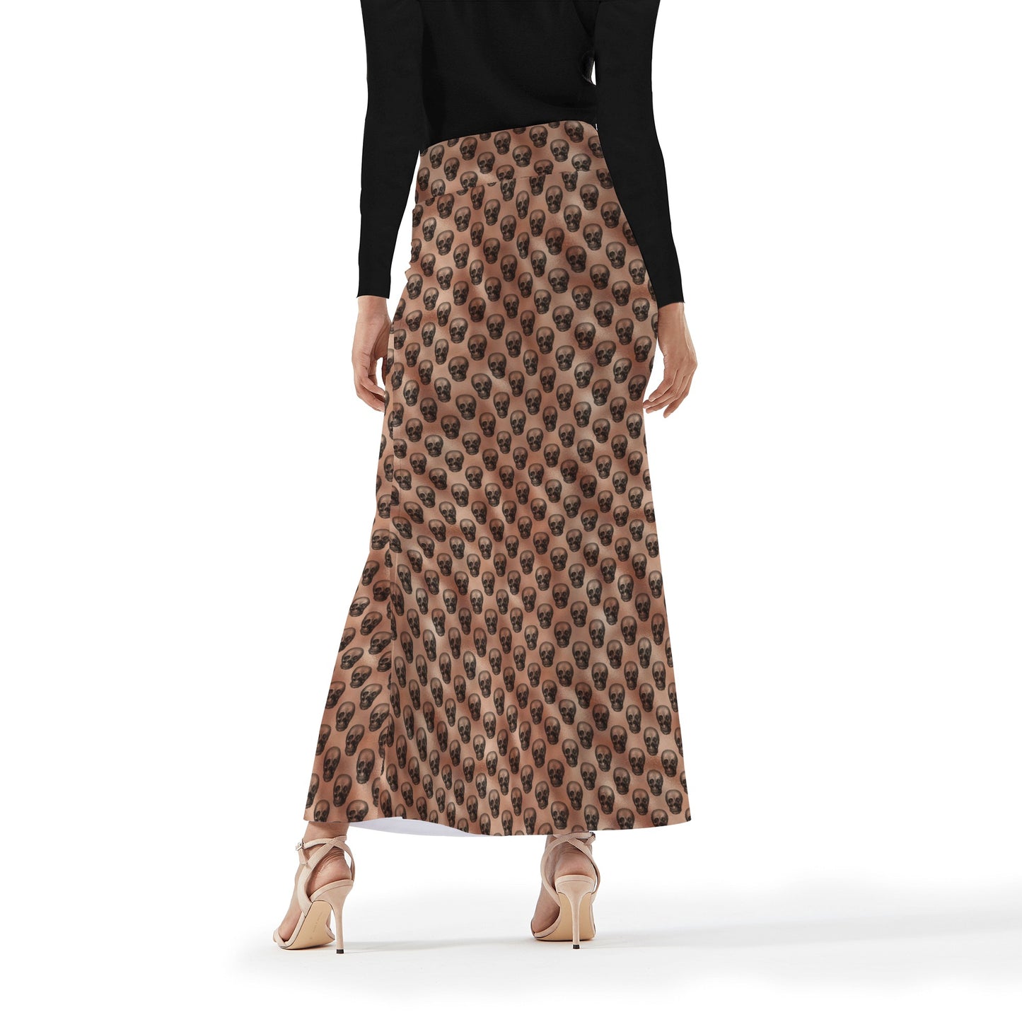 Rose Gold Skulls Full Length Skirt