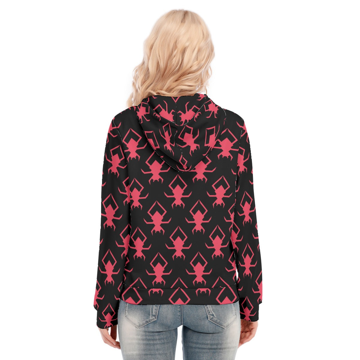 Gothic Pink Spiders Zipper Hoodie