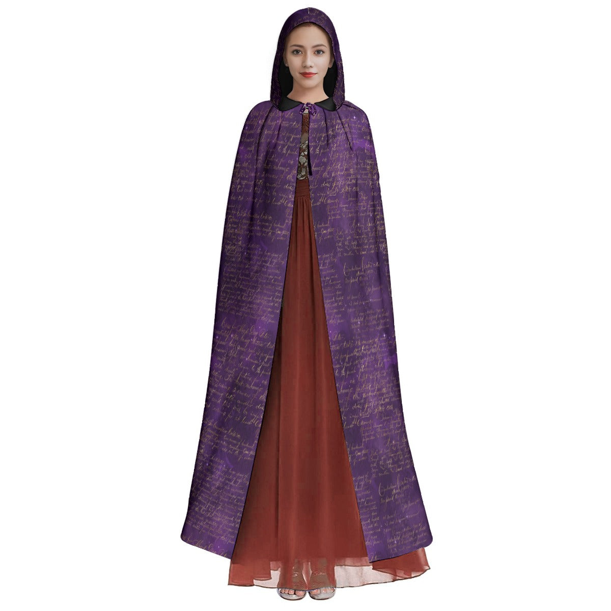 Gothic Purple Text Microfiber Hooded Cloak