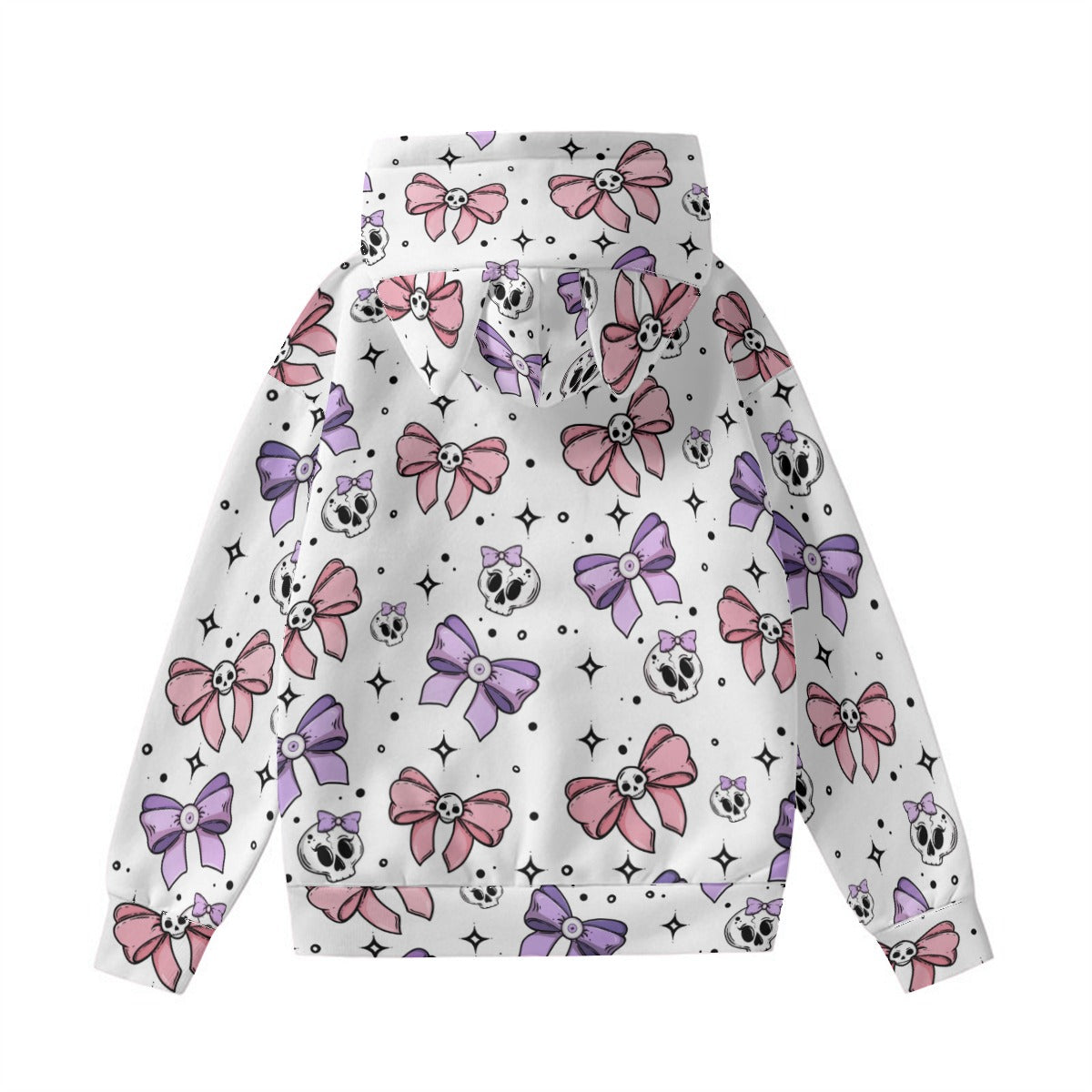 Cute Bows And Skulls Hoodie With Cat Ears