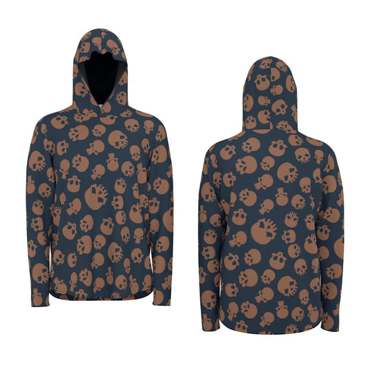 Bronze Skulls Sunscreen  Sports Hoodie With Thumb Holes