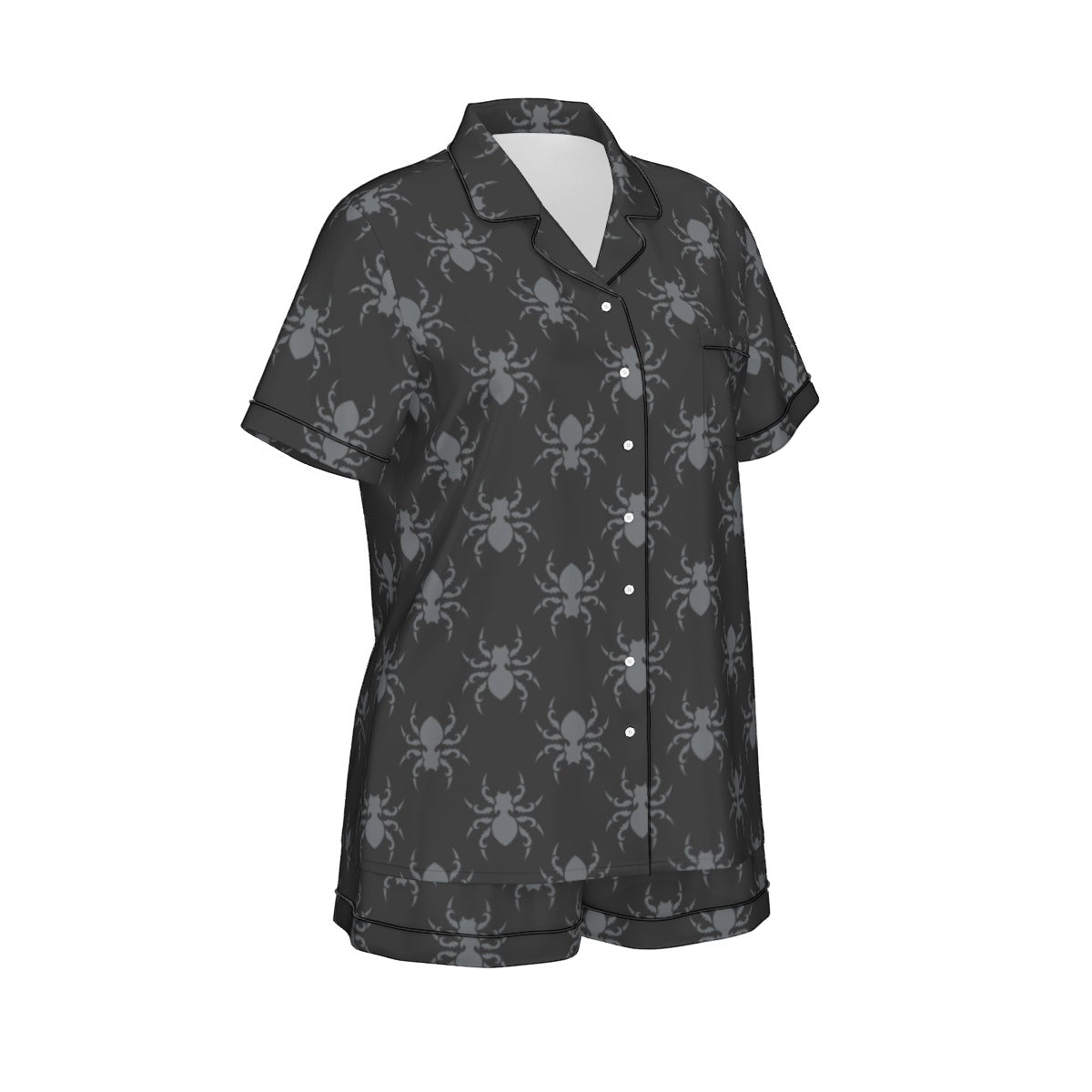 Gothic Spiders Women's Imitation Silk Pajama Set With Short Sleeve