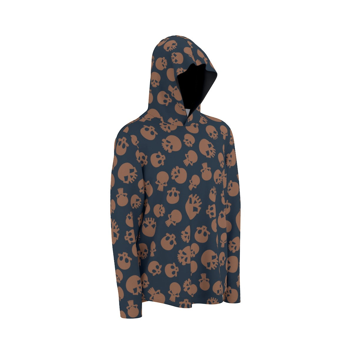 Bronze Skulls Sunscreen Sports Hoodie With Thumb Holes