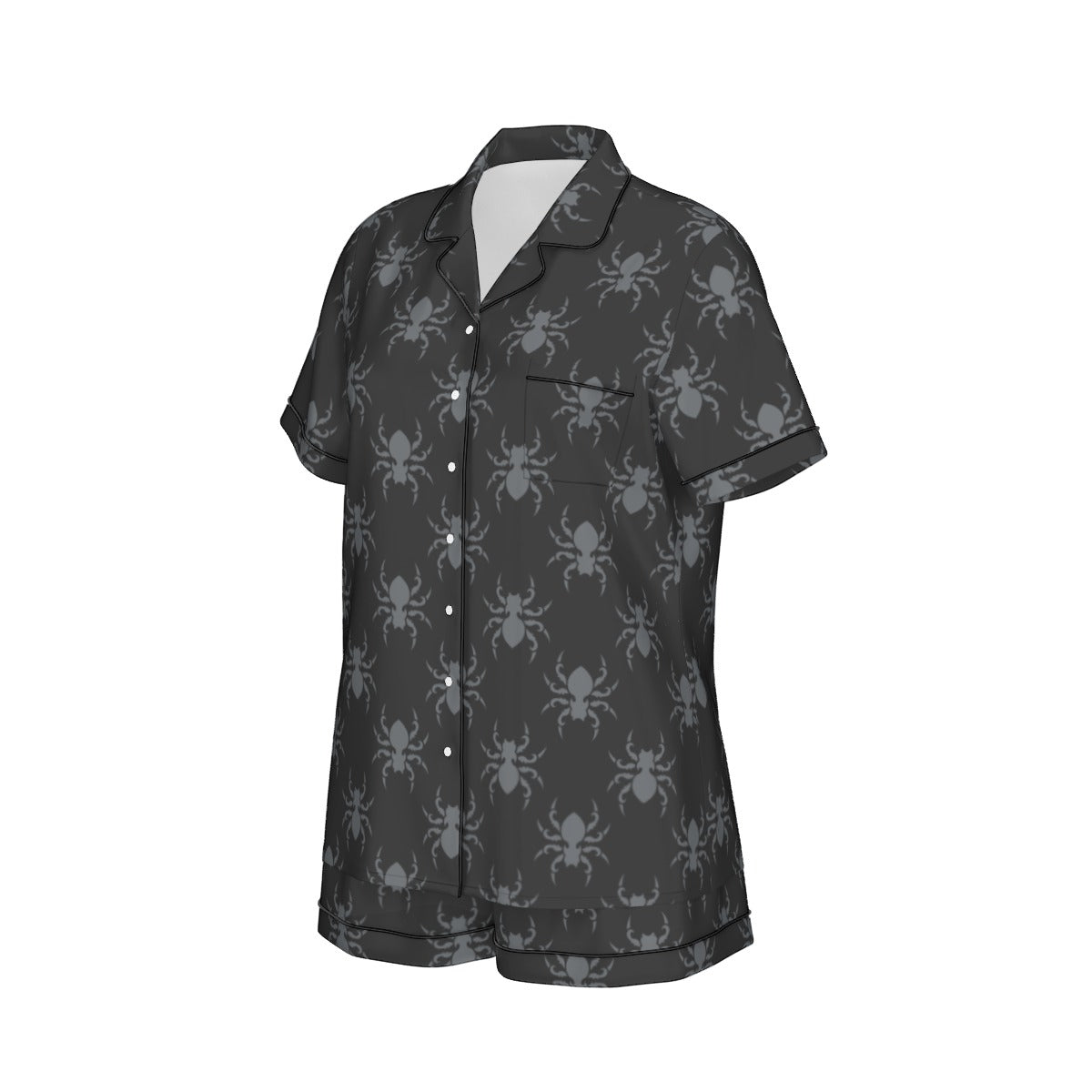 Gothic Spiders Women's Imitation Silk Pajama Set With Short Sleeve