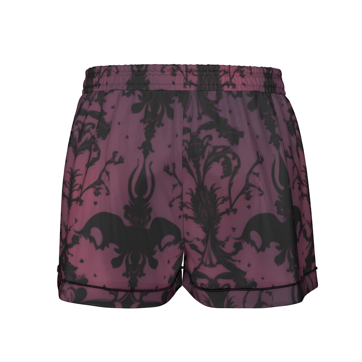 Gothic Purple Women's Imitation Silk Pajama Set With Short Sleeve