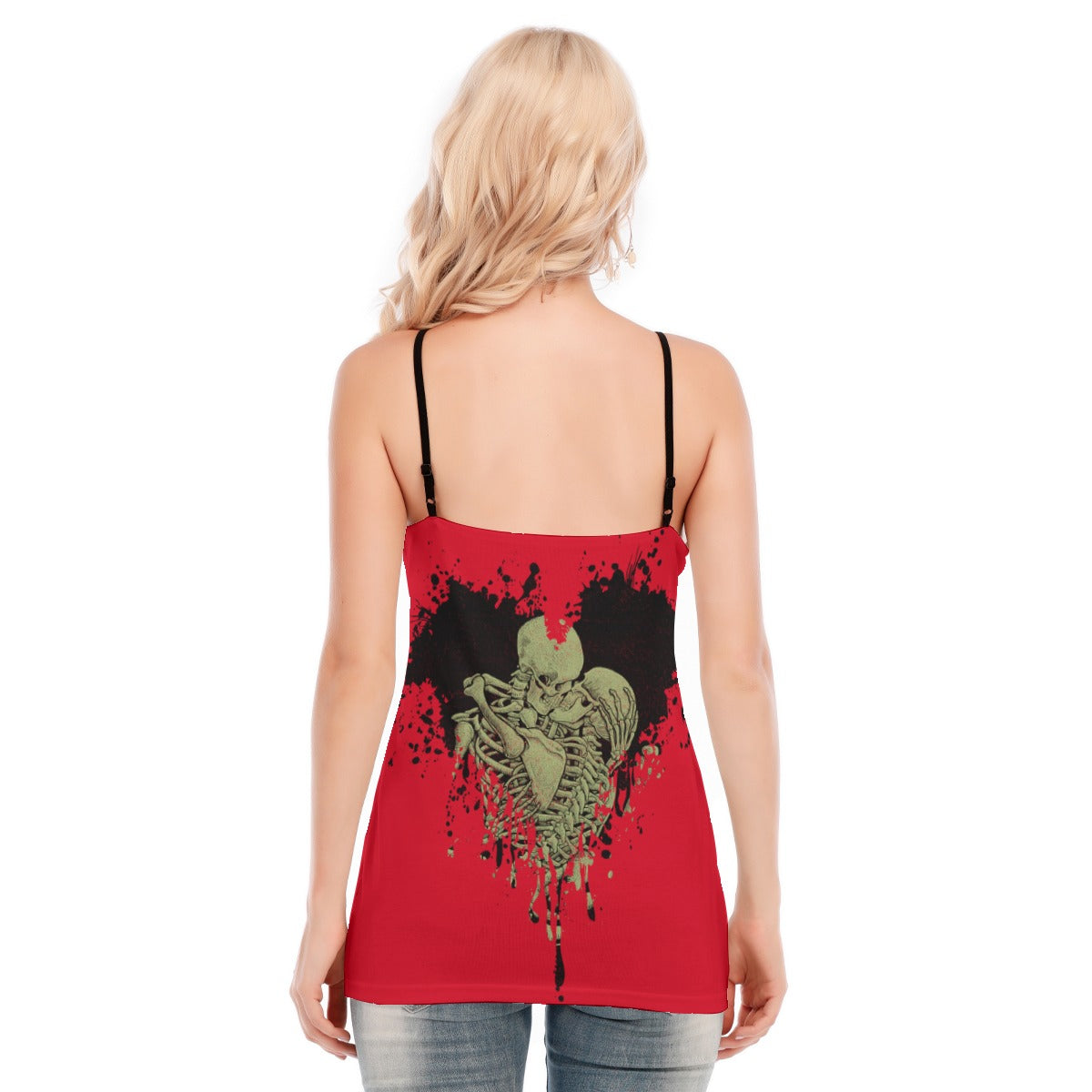 Skeleton Love V-neck Eyelet Lace-up Cami Top