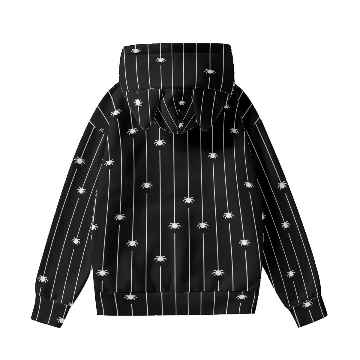 Spiders And Lines Hoodie With Cat Ears