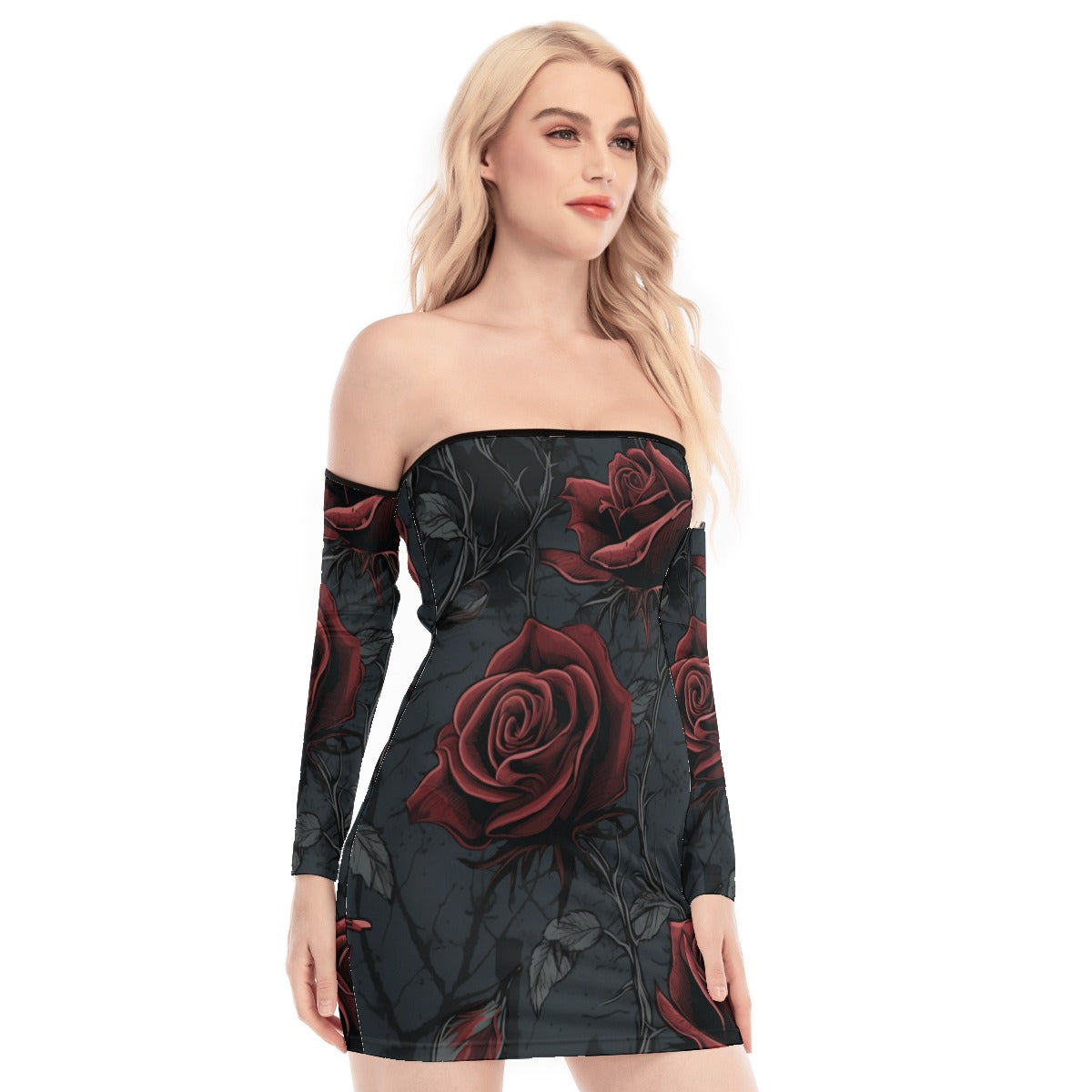 Gothic Roses Off-shoulder Back Lace-up Dress