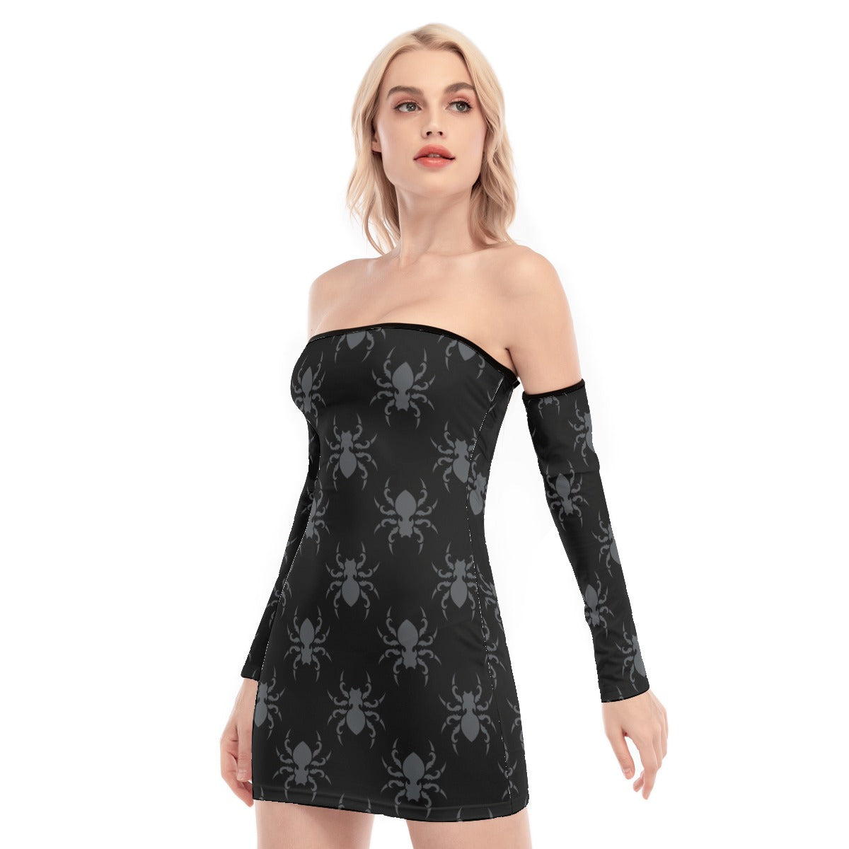 Gothic Spiders Off-shoulder Back Lace-up Dress