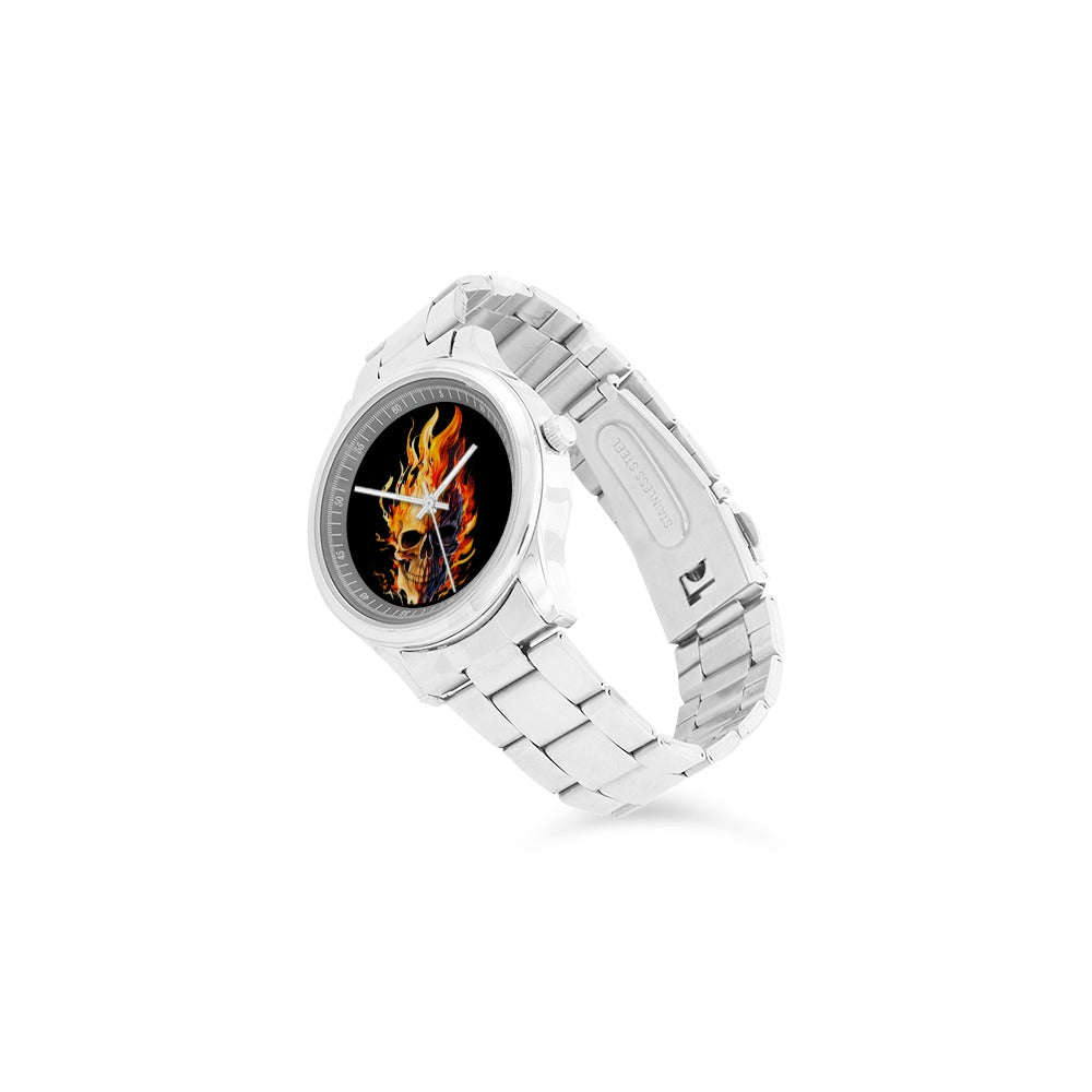 Skull With Flames  Stainless Steel Watch