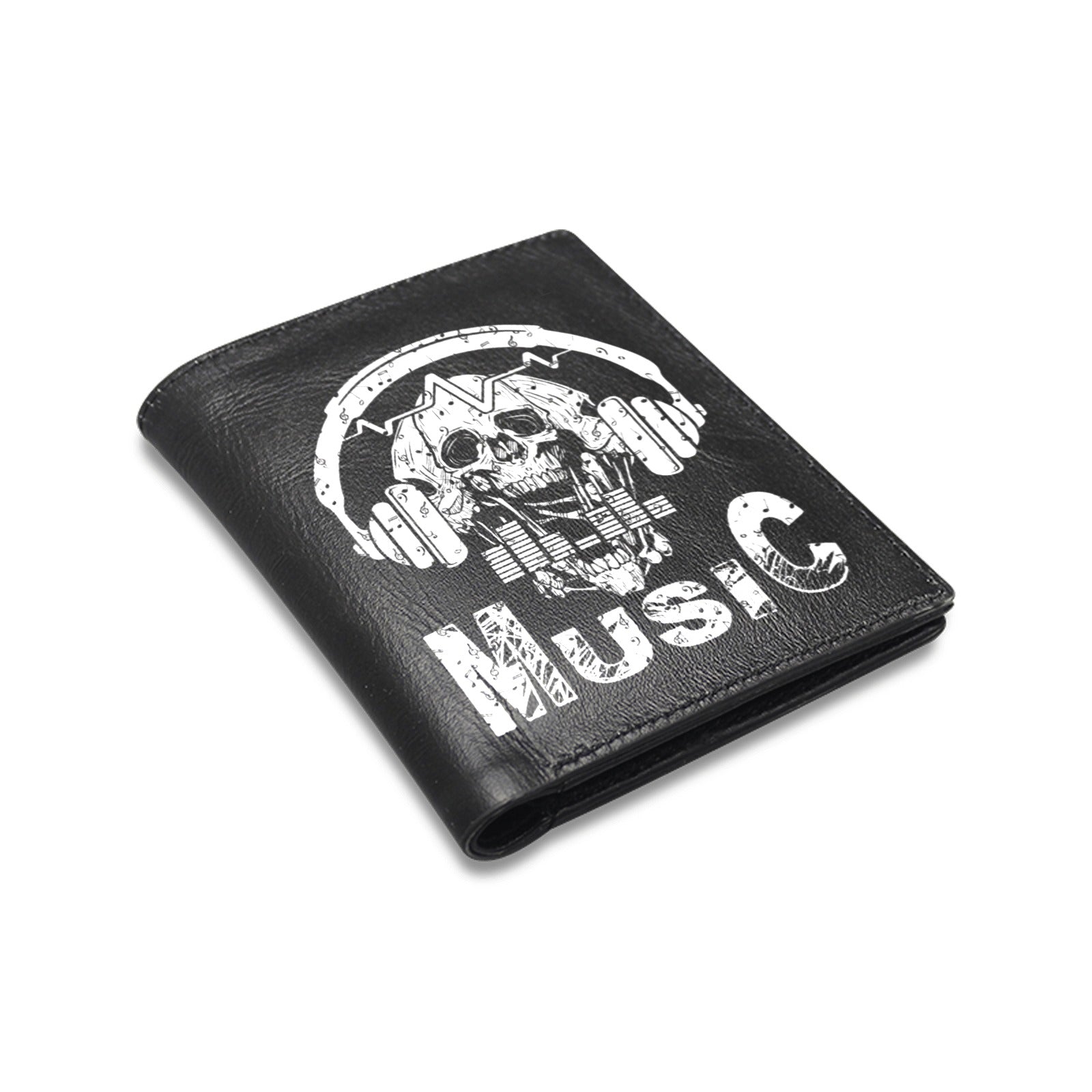Skull And Headphones Leather Wallet