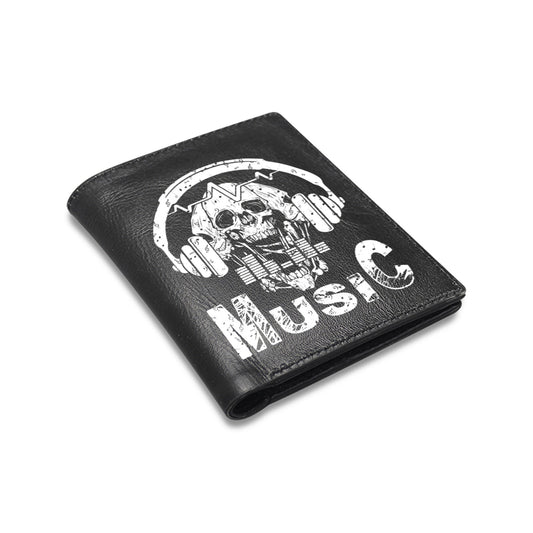 Skull And Headphones Leather Wallet