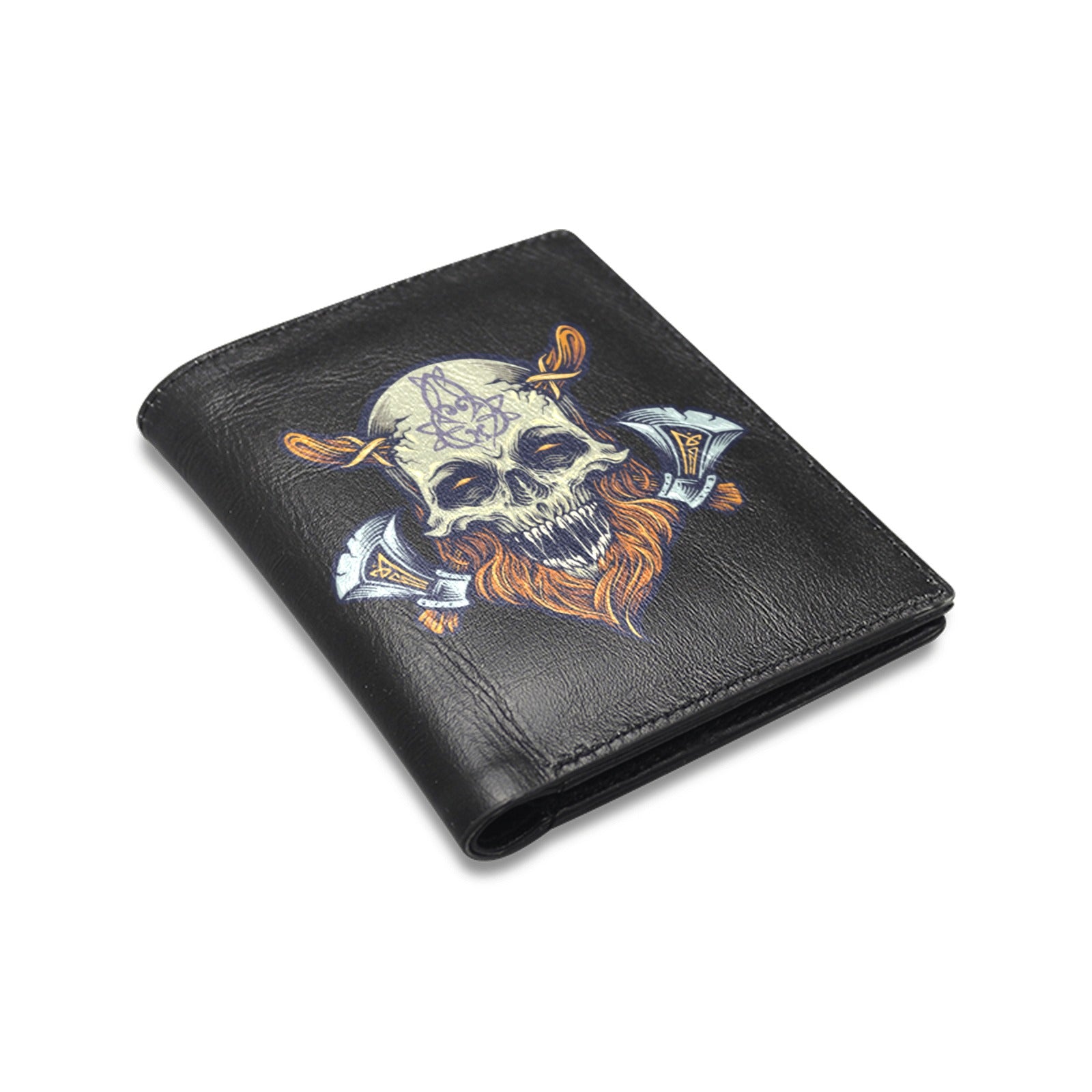 Skull Viking Warrior with Axe Leather Wallet
