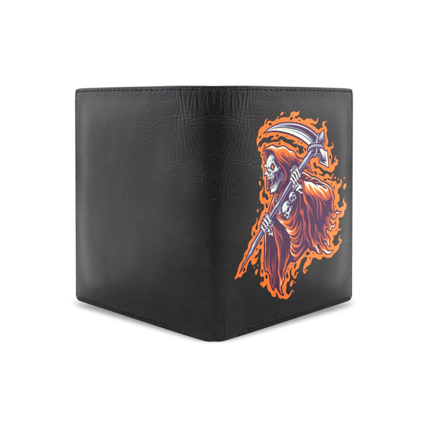 Flaming Grim Reaper Leather Wallet