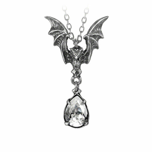 Bat And The Crystal Teardrop Pendant close up