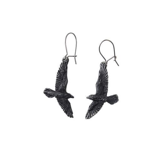 Black Raven Earrings frontview