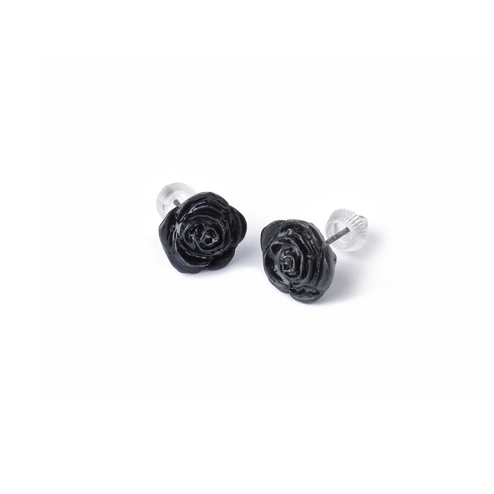 Black Rose Ear Stud with back piece