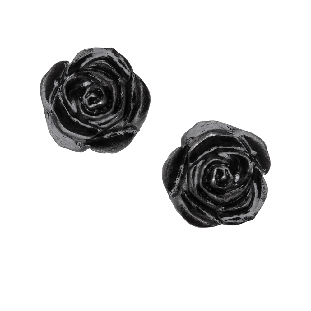 Black Rose Ear Stud front view