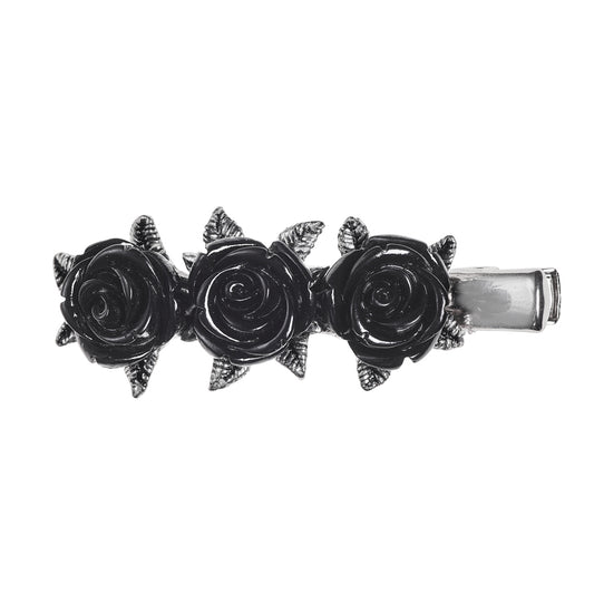Black Rose Hair Clip front view