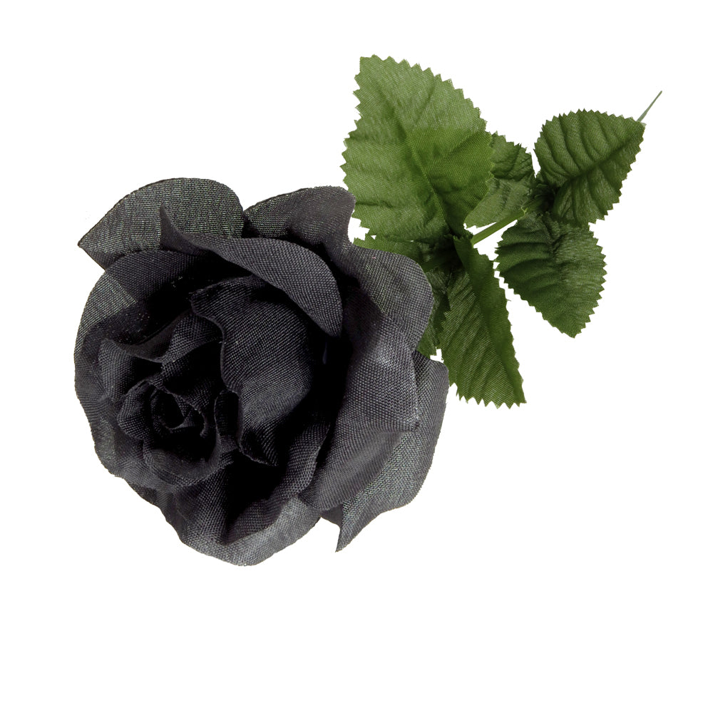 Black Rose With Stem top view