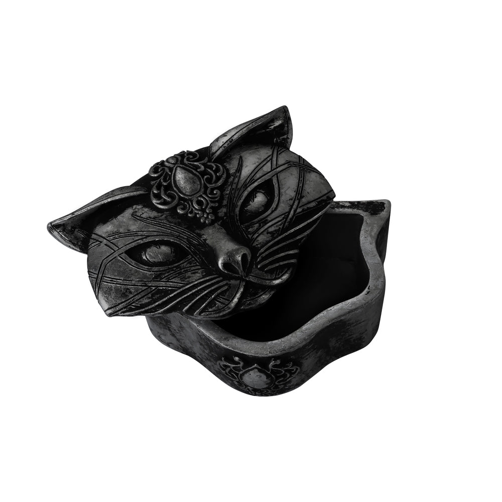 Black Sacred Cat Trinket Box open