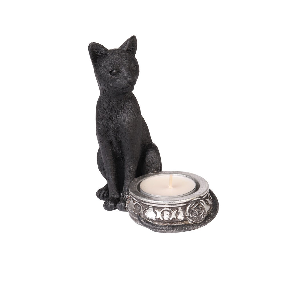 Black Cat Candle Holder front