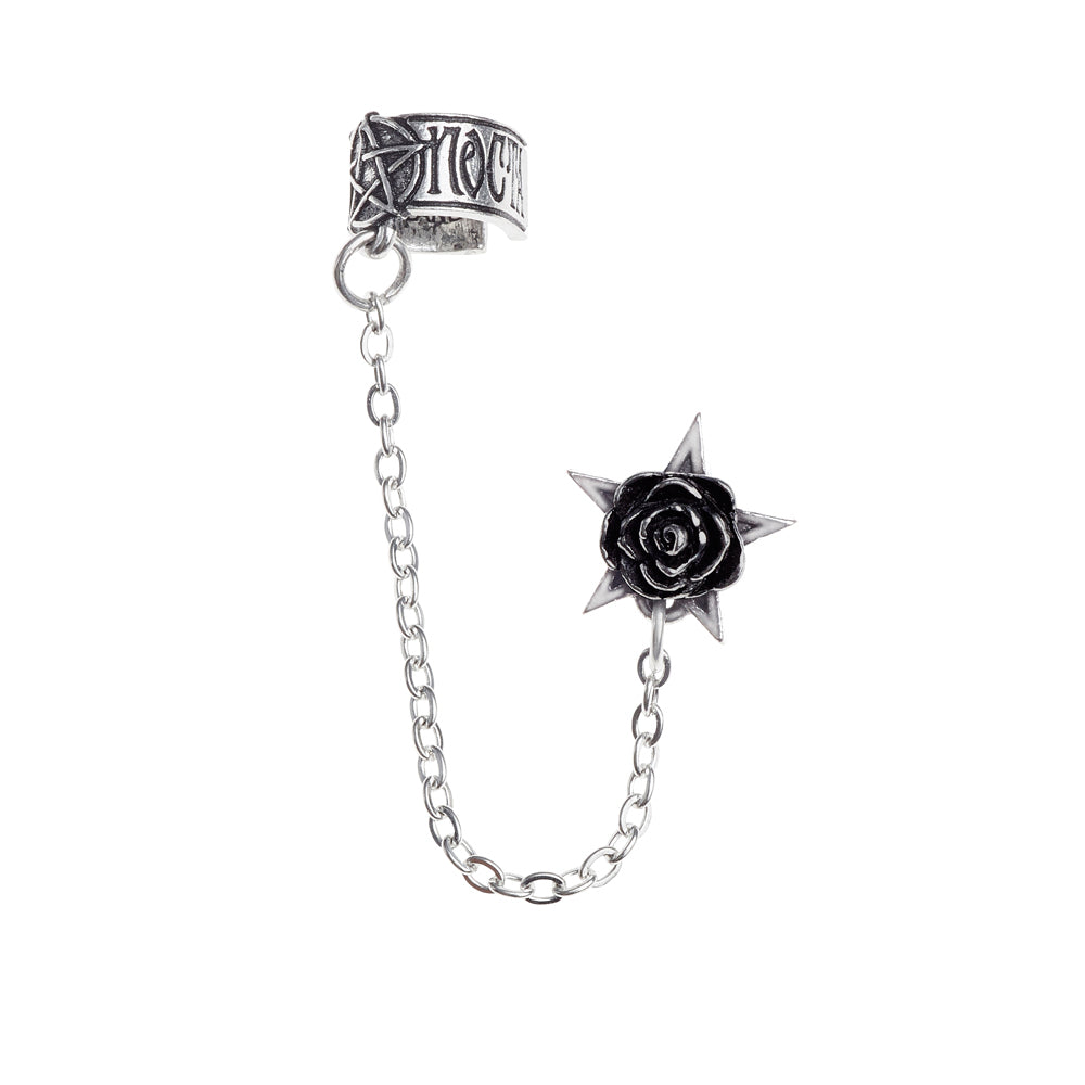 Black Rose Ear Cuff front view